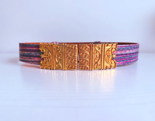 Vintage 80s Alexis Kirk Etruscan Gold Plated Snake Belt