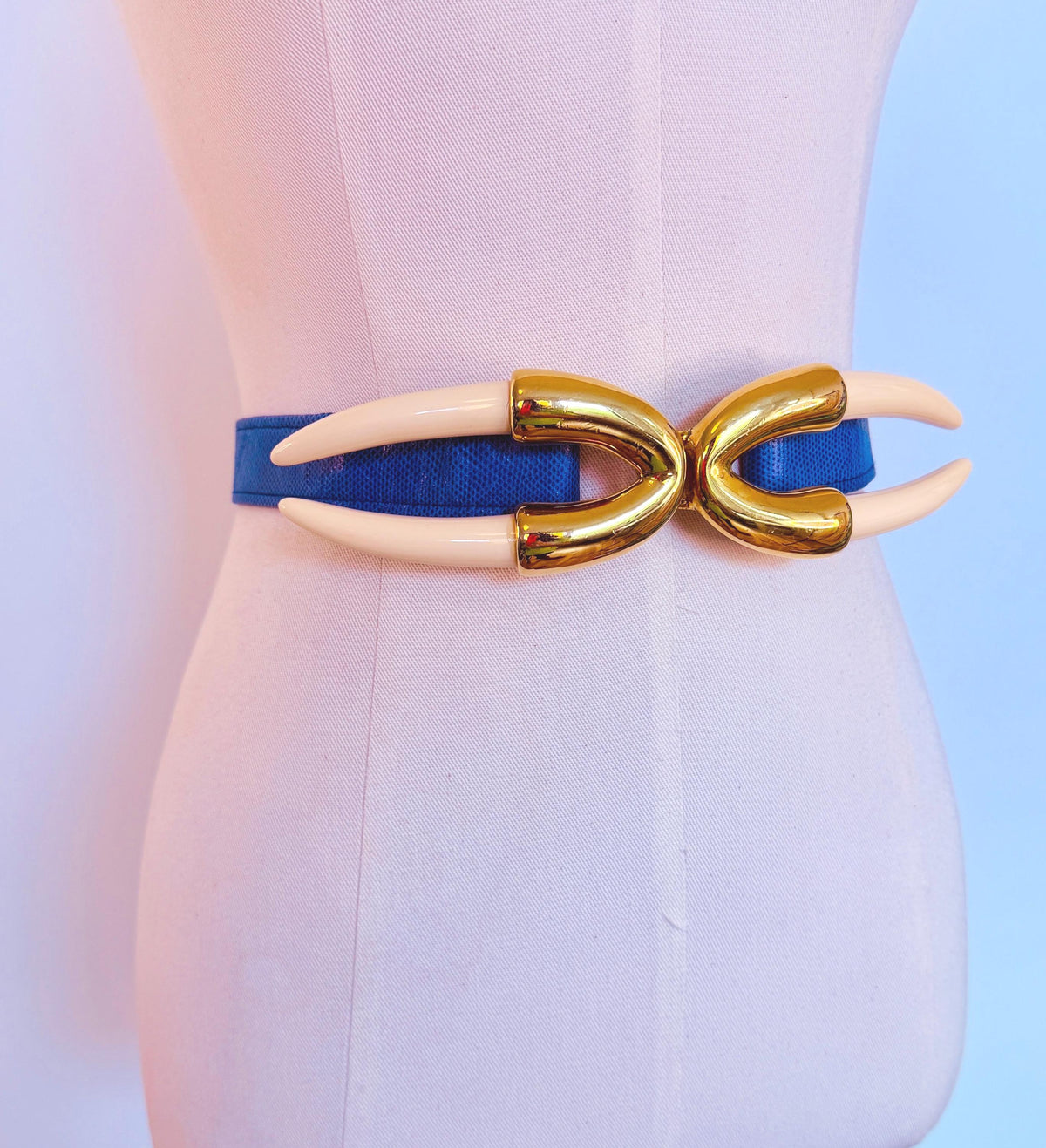 Disco Era Alexis Kirk Faux Horn Reptile Blue Belt