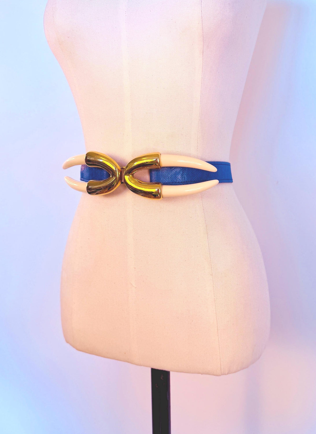 Disco Era Alexis Kirk Faux Horn Reptile Blue Belt