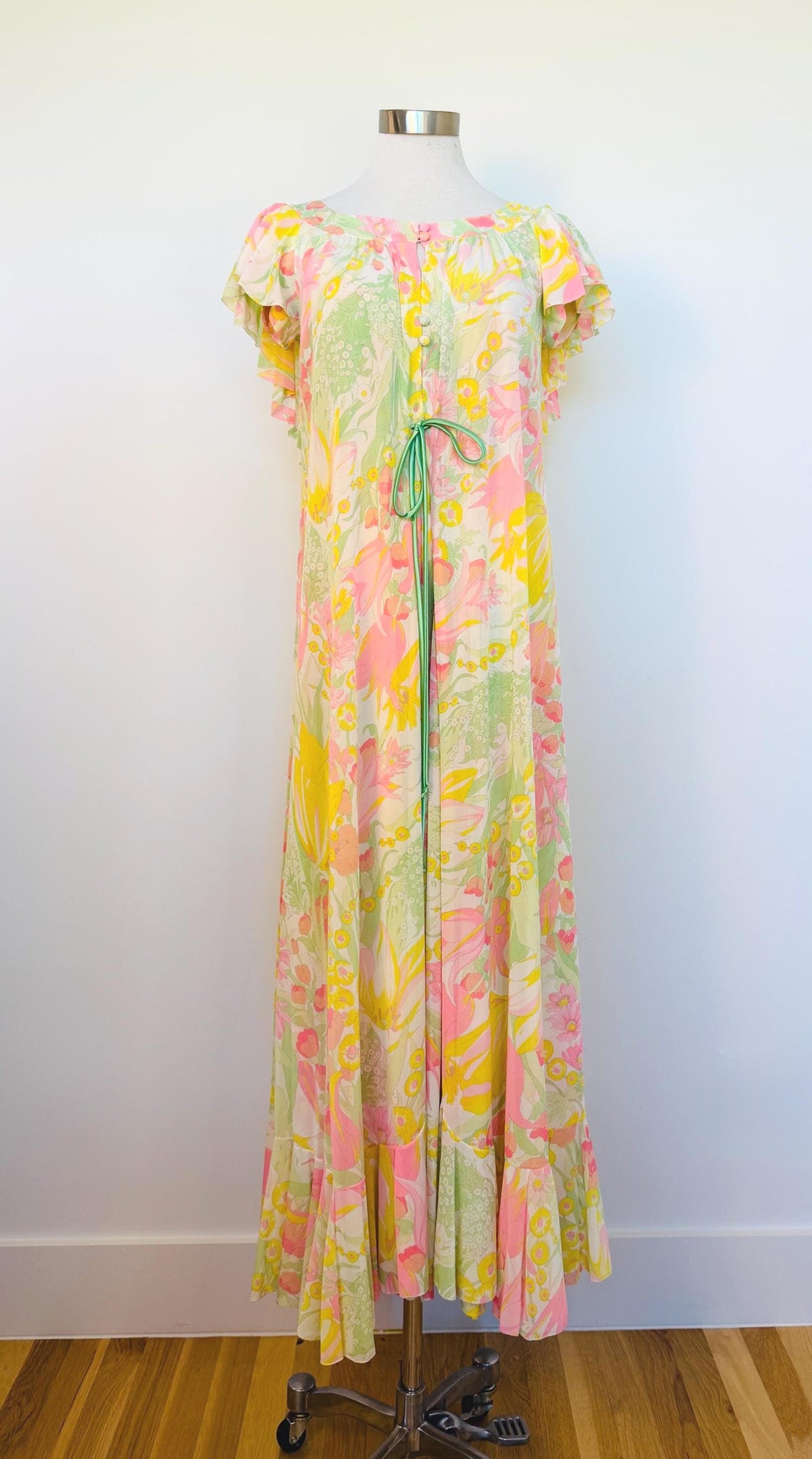 Vintage Floral Lucie Ann Sweeping Peignoir Nylon Set