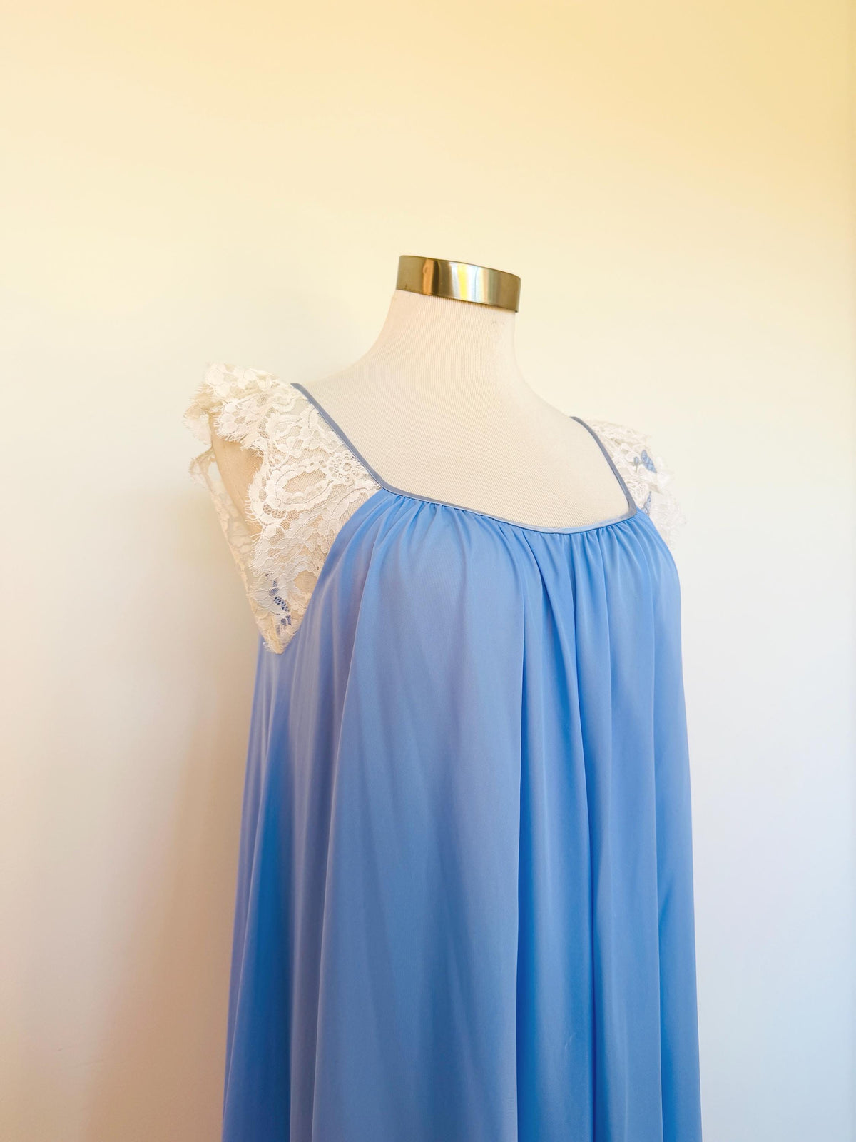 Vintage Lucie Ann of Beverly Hills Blue Lace and Nylon Slip Dress