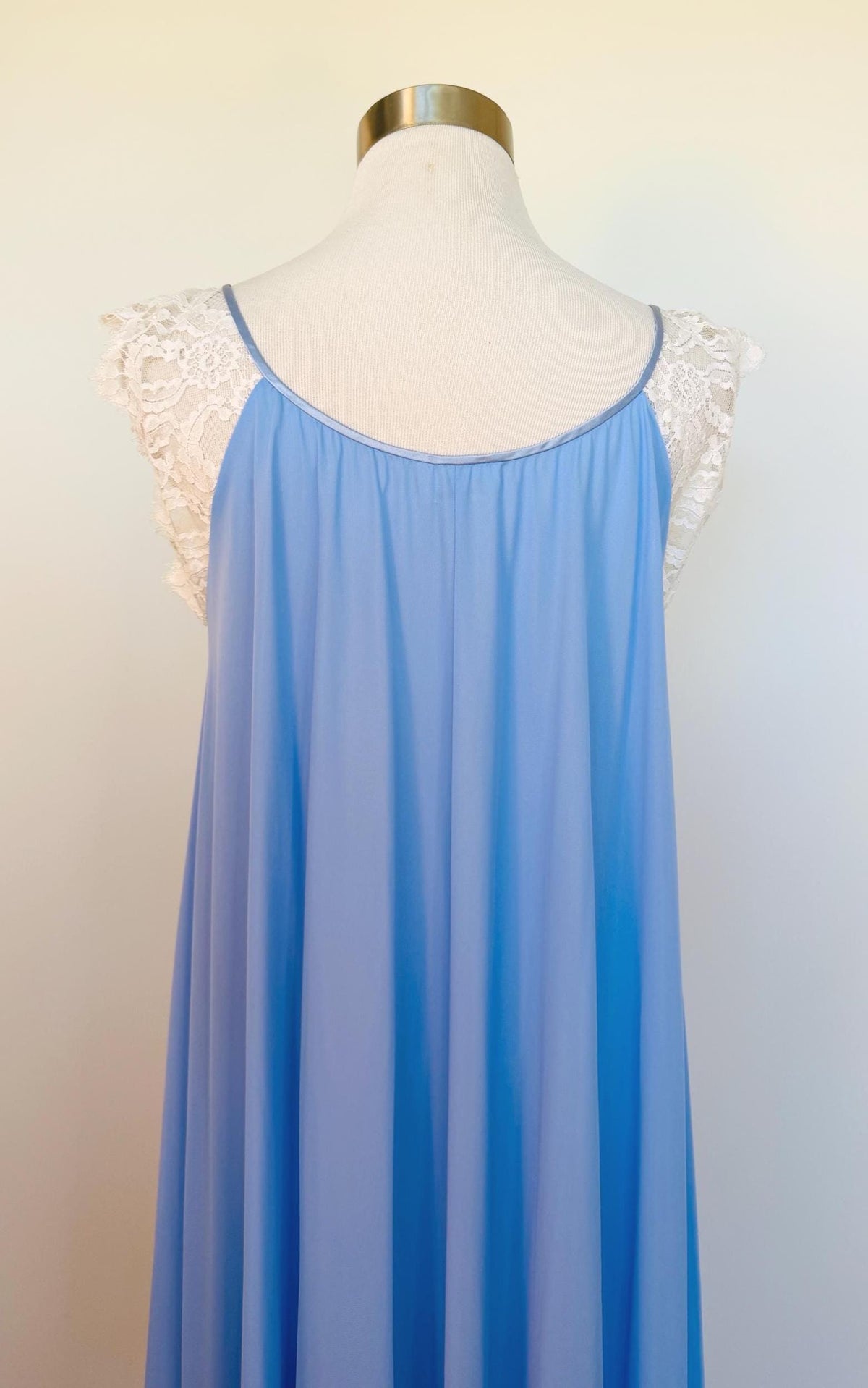 Vintage Lucie Ann of Beverly Hills Blue Lace and Nylon Slip Dress