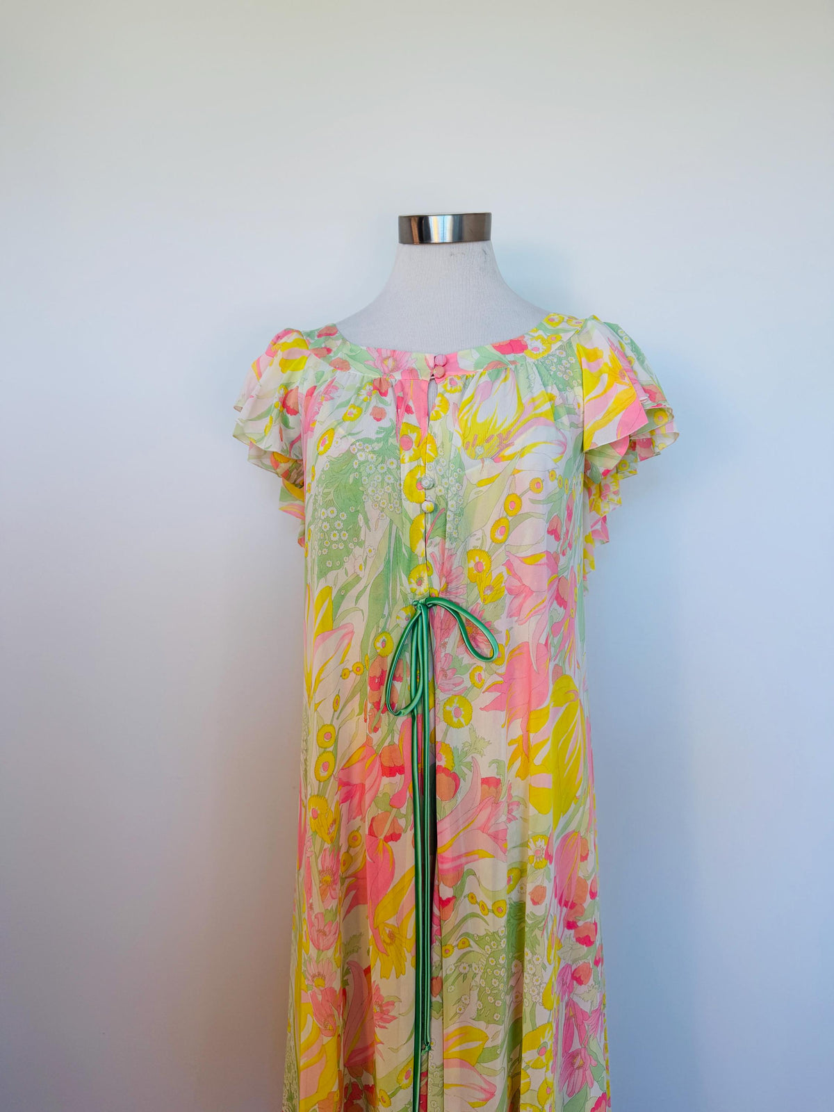 Vintage Floral Lucie Ann Sweeping Peignoir Nylon Set