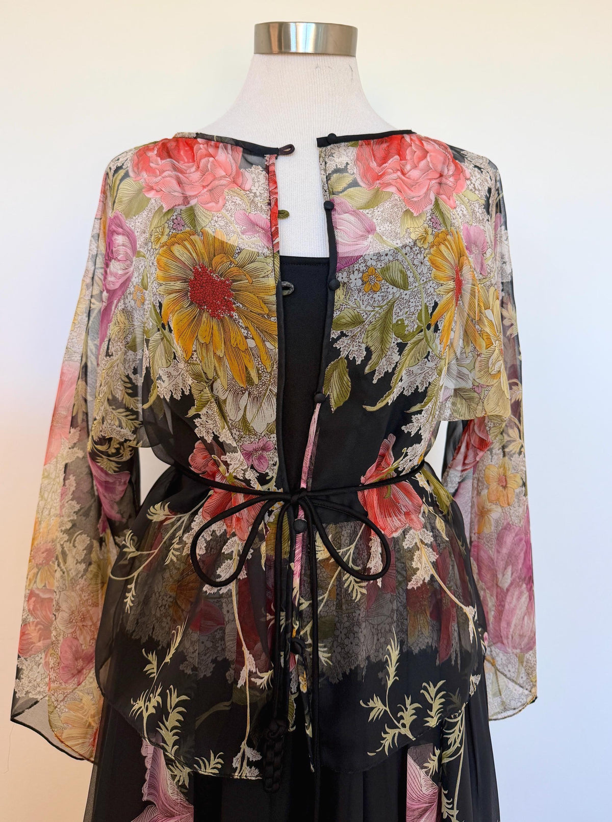 Donald BROOKS Floral Chiffon Gown Ensemble