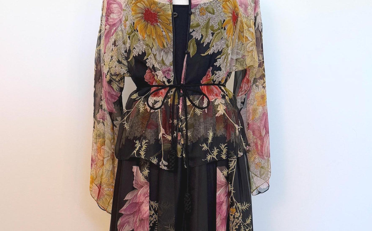 Donald BROOKS Floral Chiffon Gown Ensemble