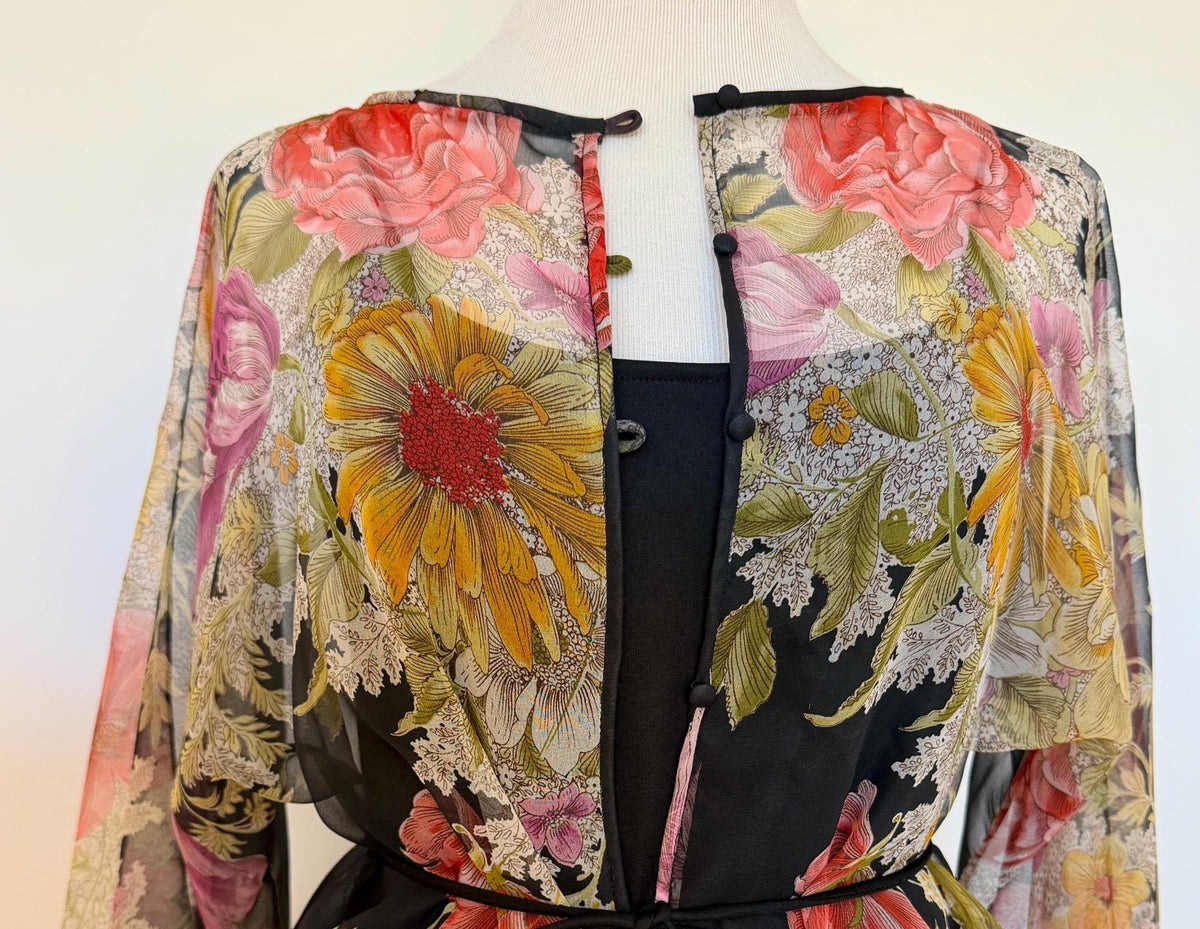 Donald BROOKS Floral Chiffon Gown Ensemble