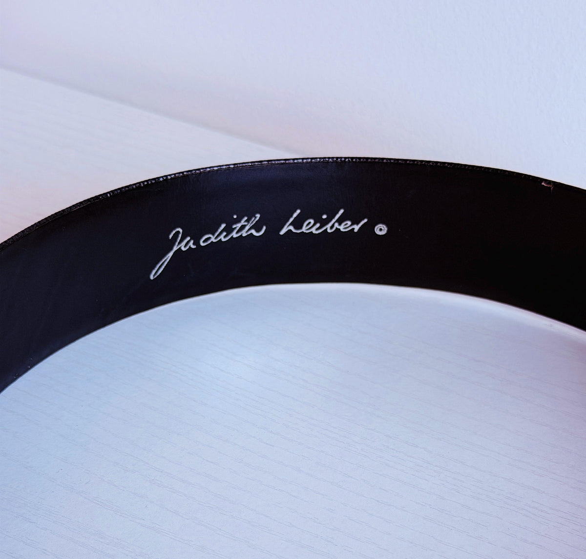 Vintage Judith Leiber Embelished Wide Black Reptile Belt