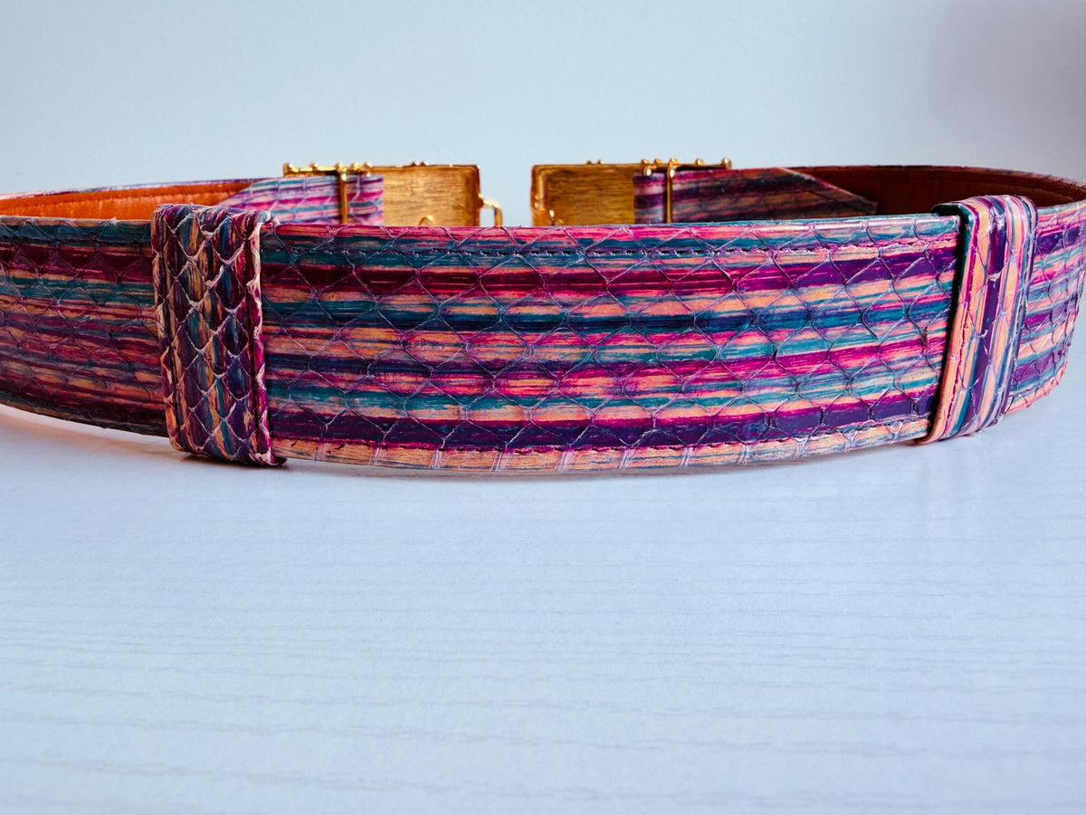Vintage 80s Alexis Kirk Etruscan Gold Plated Snake Belt