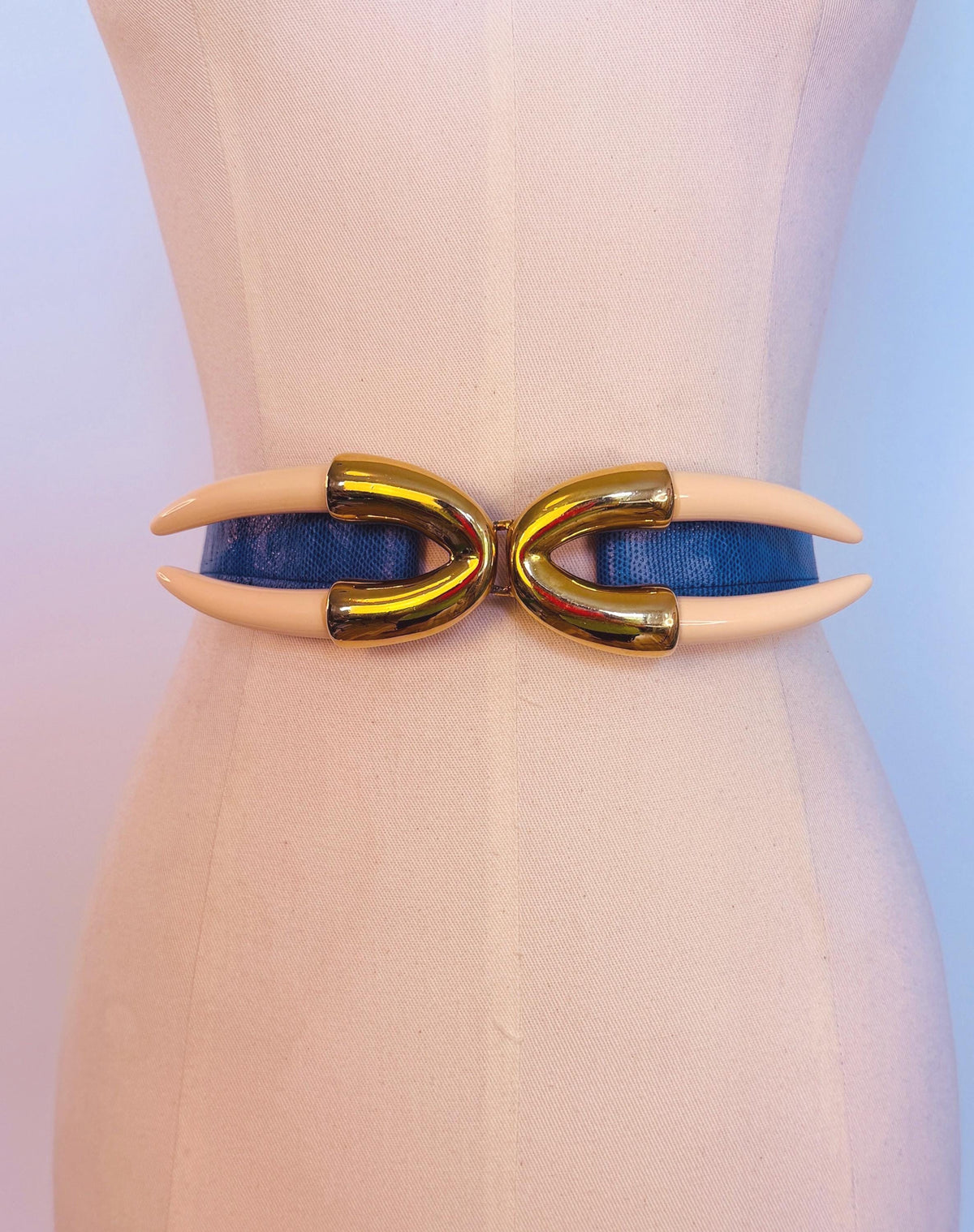 Disco Era Alexis Kirk Faux Horn Reptile Blue Belt