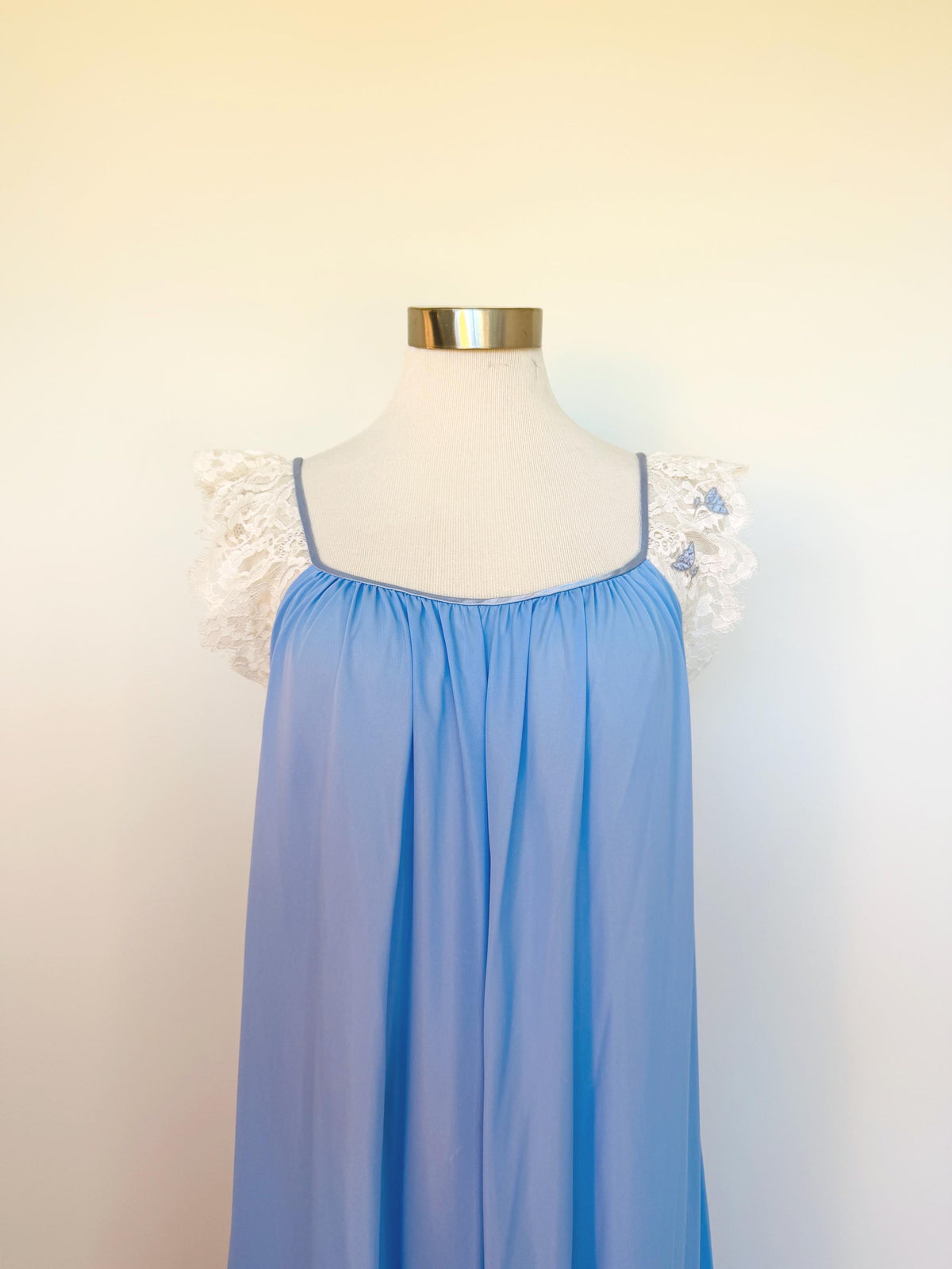 Vintage Lucie Ann of Beverly Hills Blue Lace and Nylon Slip Dress