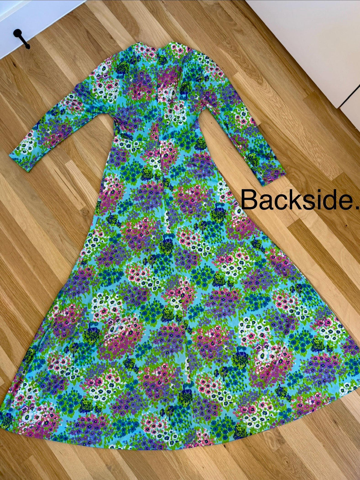 70s Anne Fogarty Bright Floral Print Maxi Dress