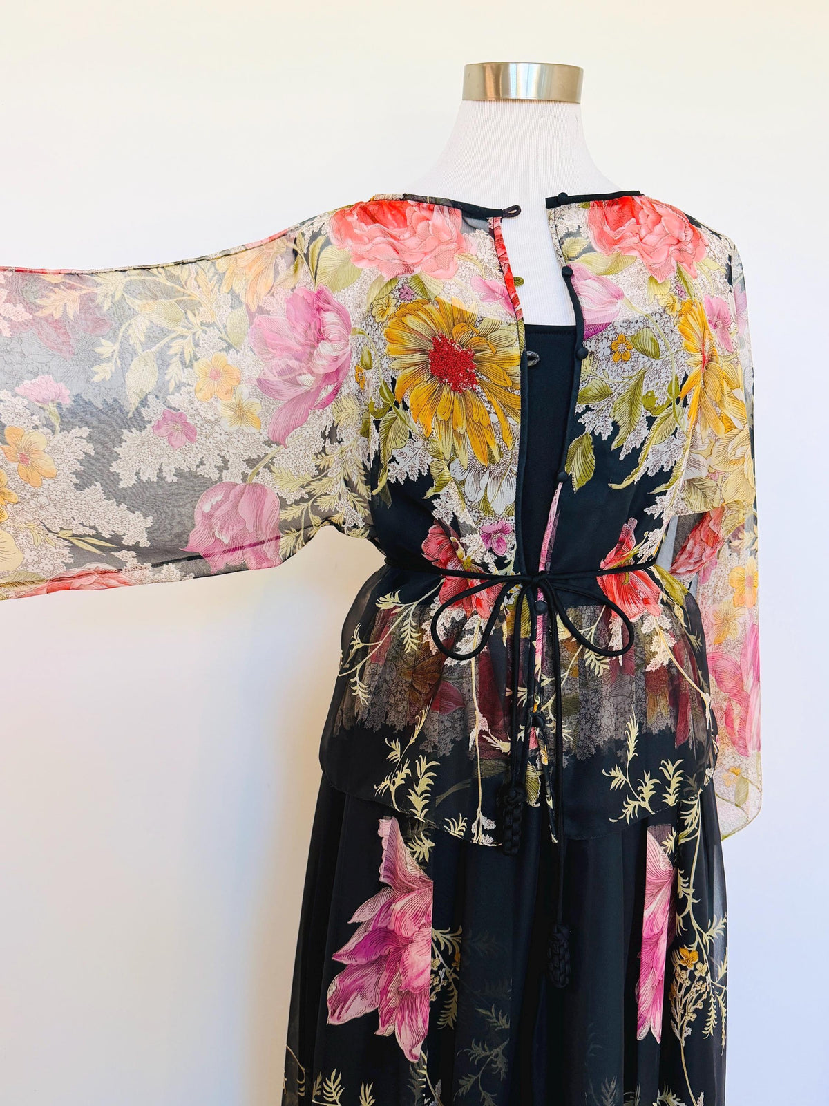 Donald BROOKS Floral Chiffon Gown Ensemble