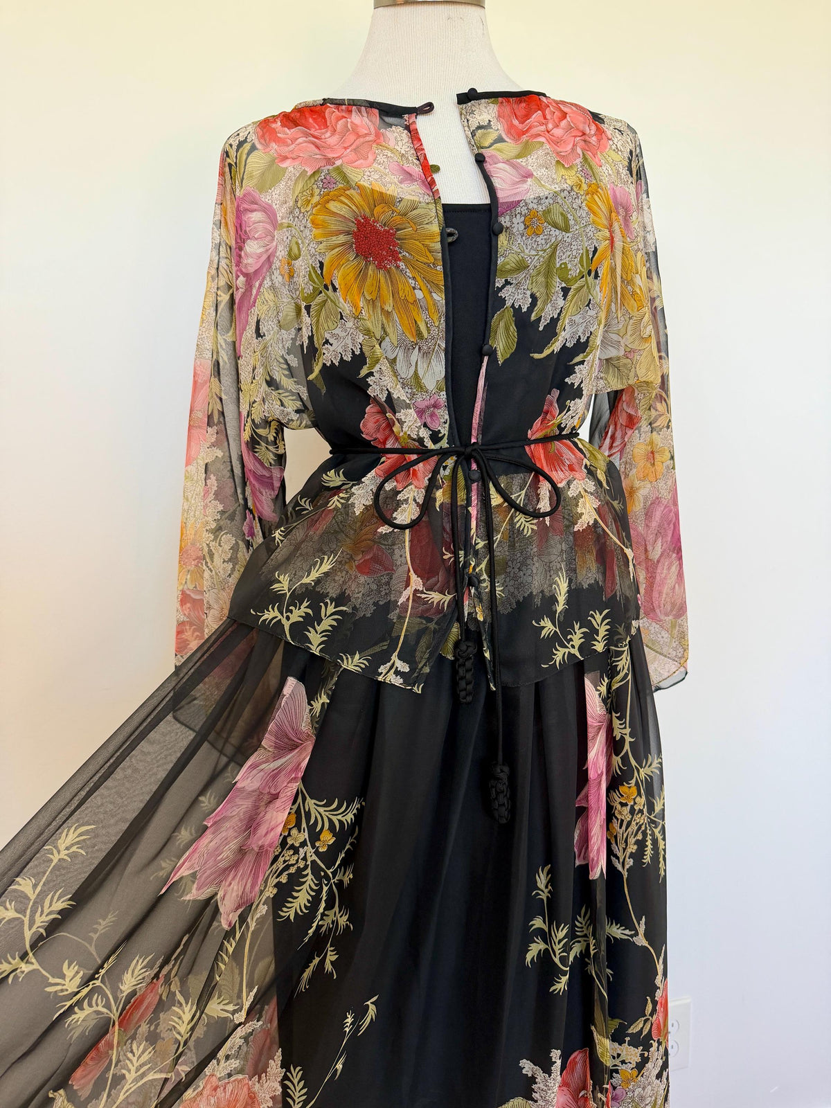 Donald BROOKS Floral Chiffon Gown Ensemble