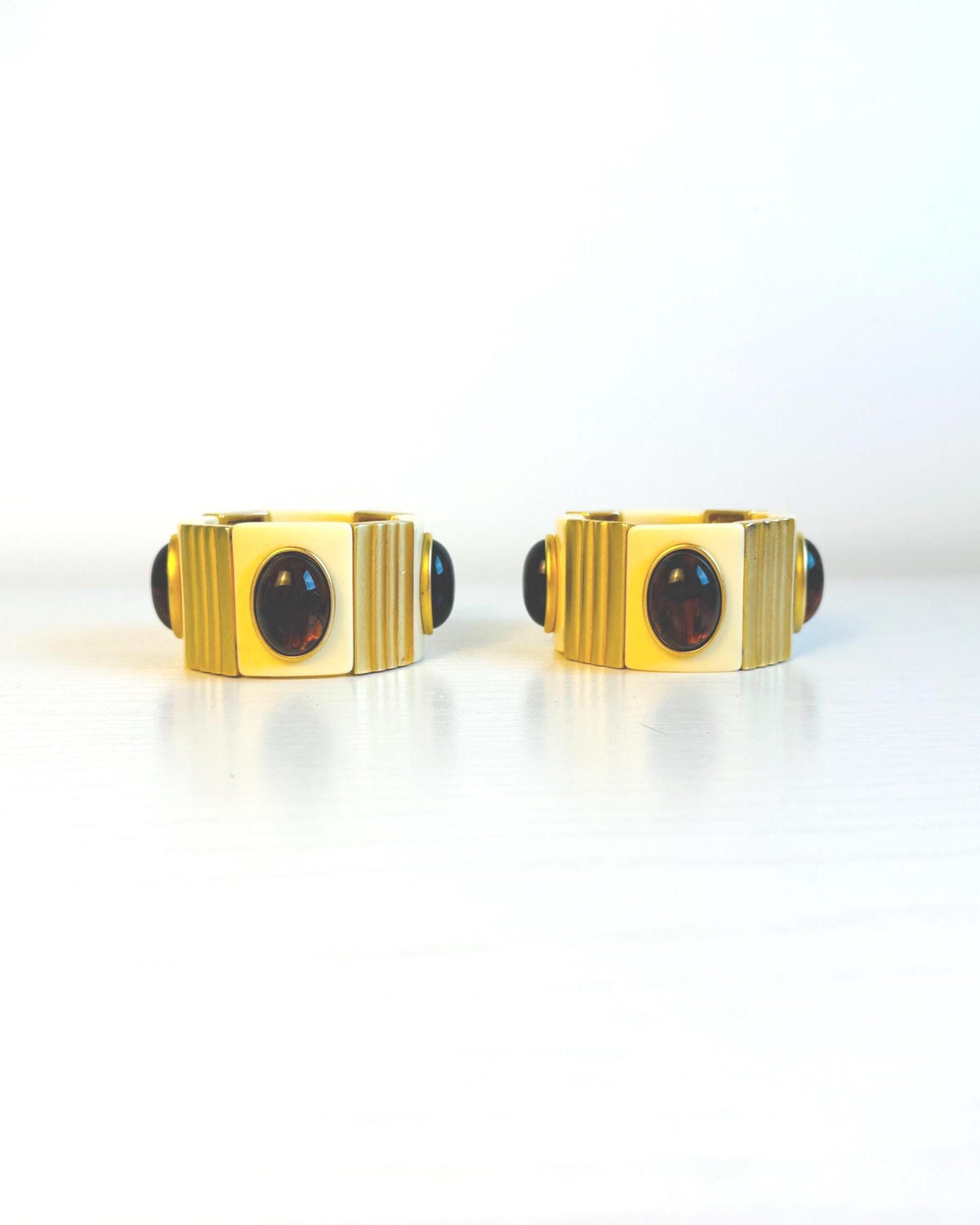 70s YSL Cabochon Wide Cuff Set