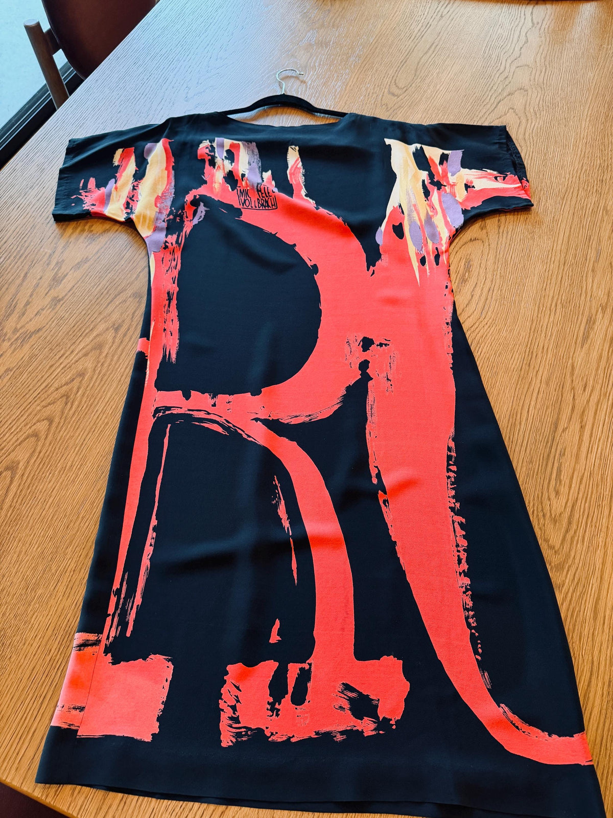 80s Couture Michele VOLLBRACHT Graphic Silk Catan Dress