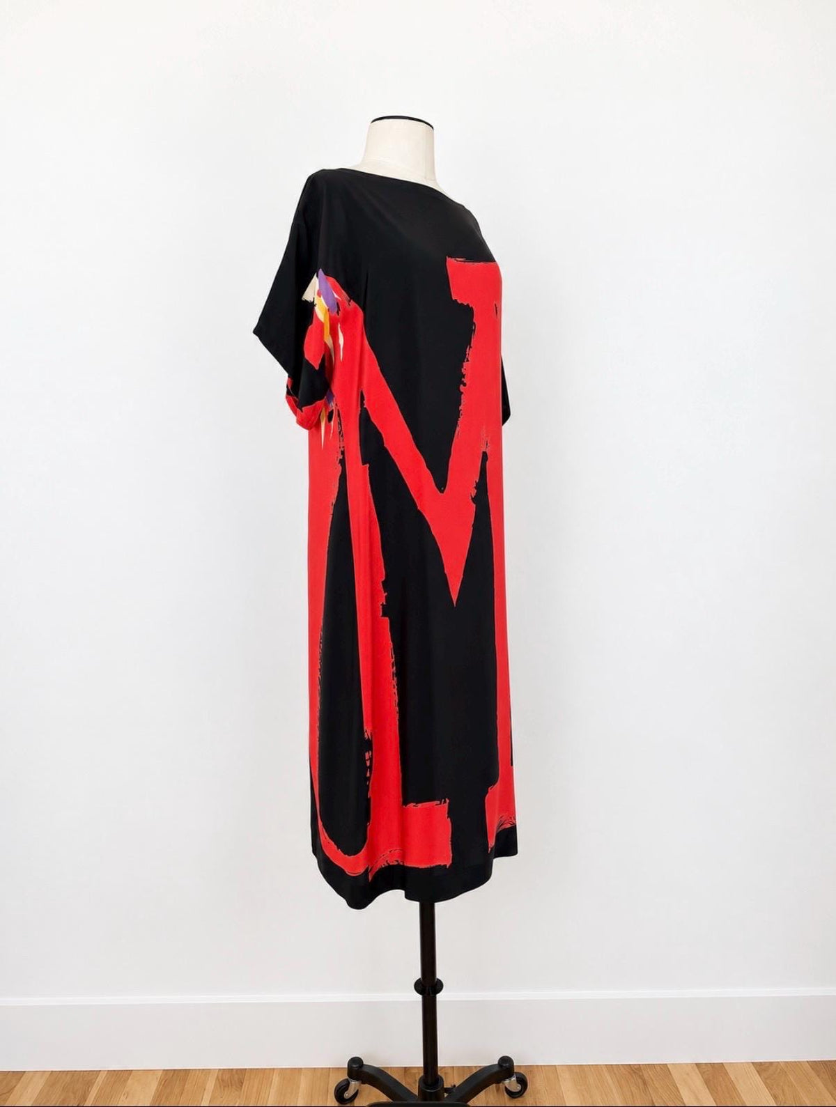 80s Couture Michele VOLLBRACHT Graphic Silk Catan Dress