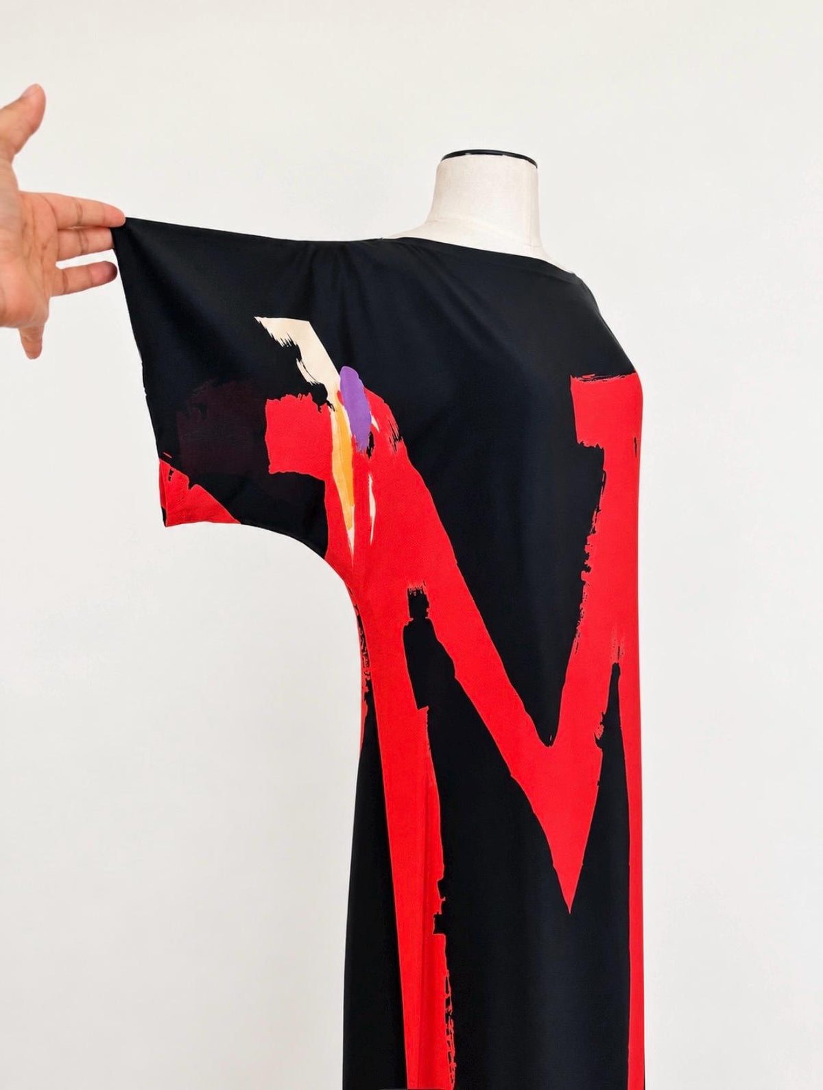 80s Couture Michele VOLLBRACHT Graphic Silk Catan Dress