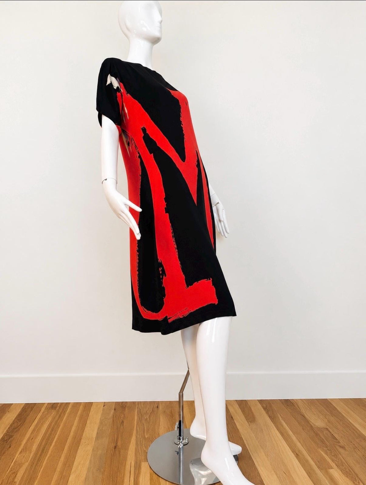 80s Couture Michele VOLLBRACHT Graphic Silk Catan Dress