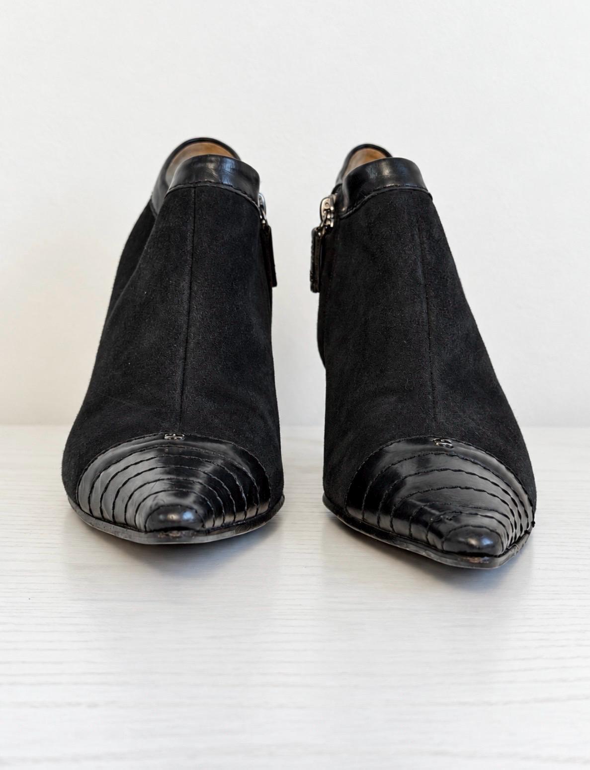 Authentic 90s CHANEL Suede and Leather Pointed Toe Ankle Boot