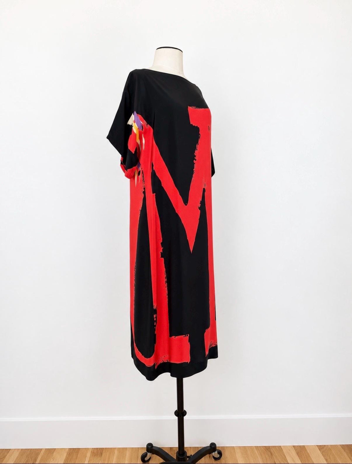 80s Couture Michele VOLLBRACHT Graphic Silk Catan Dress