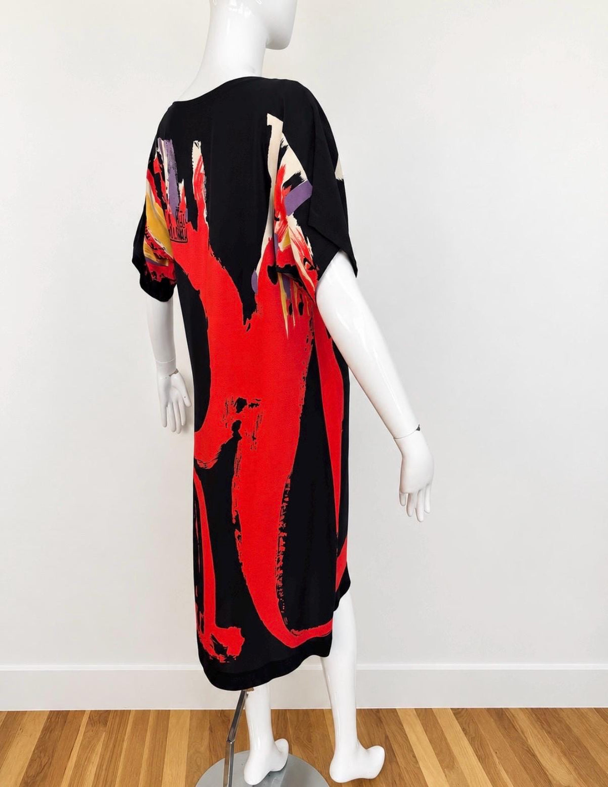 80s Couture Michele VOLLBRACHT Graphic Silk Catan Dress