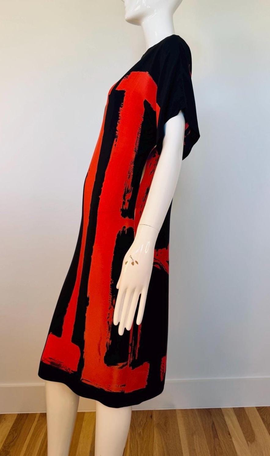 80s Couture Michele VOLLBRACHT Graphic Silk Catan Dress