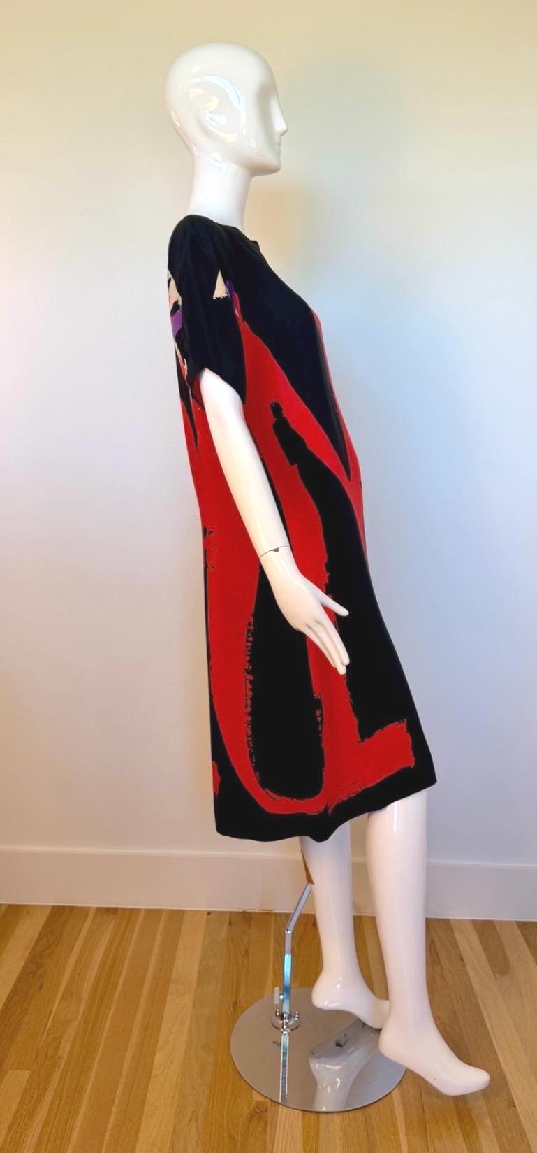80s Couture Michele VOLLBRACHT Graphic Silk Catan Dress