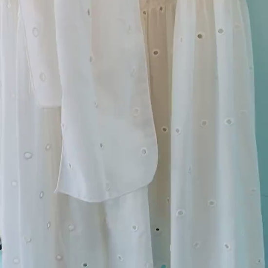 80s Albert Capraro White Eyelet Cotton Dress