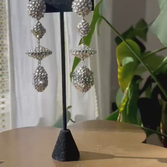 Disco Era Richard Kerr Huge Crystal Statement Earrings