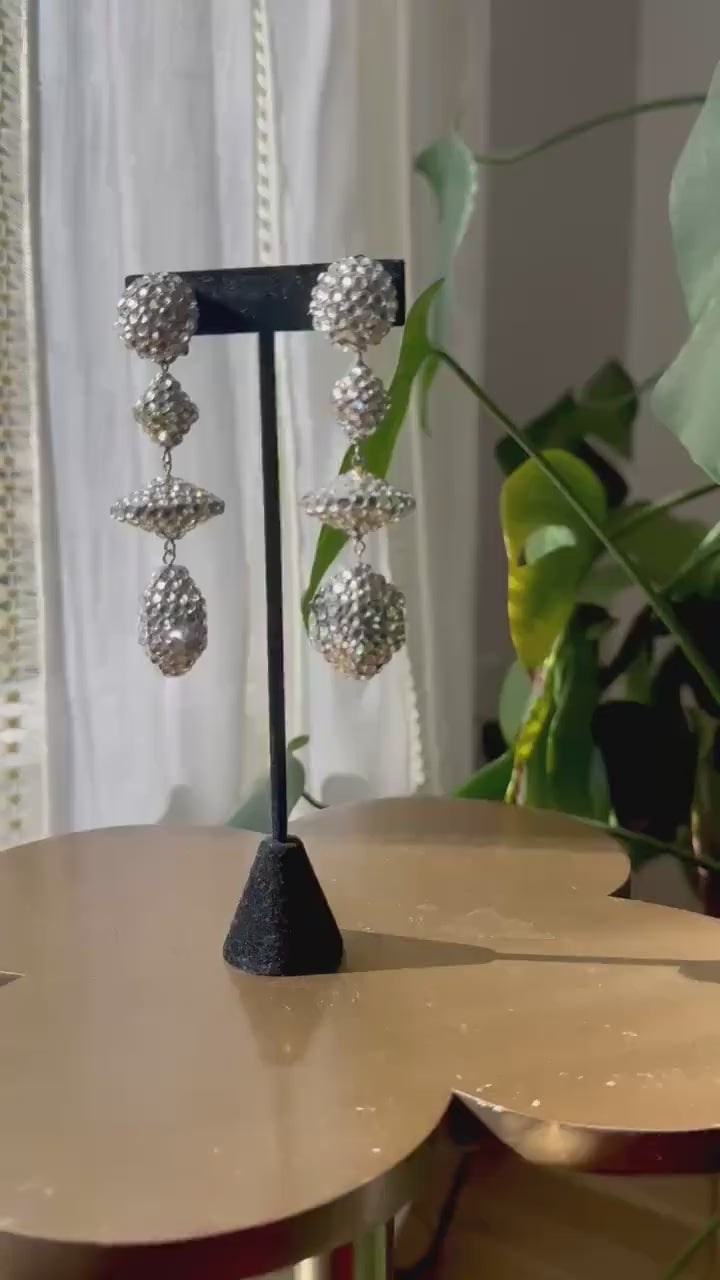 Disco Era Richard Kerr Huge Crystal Statement Earrings