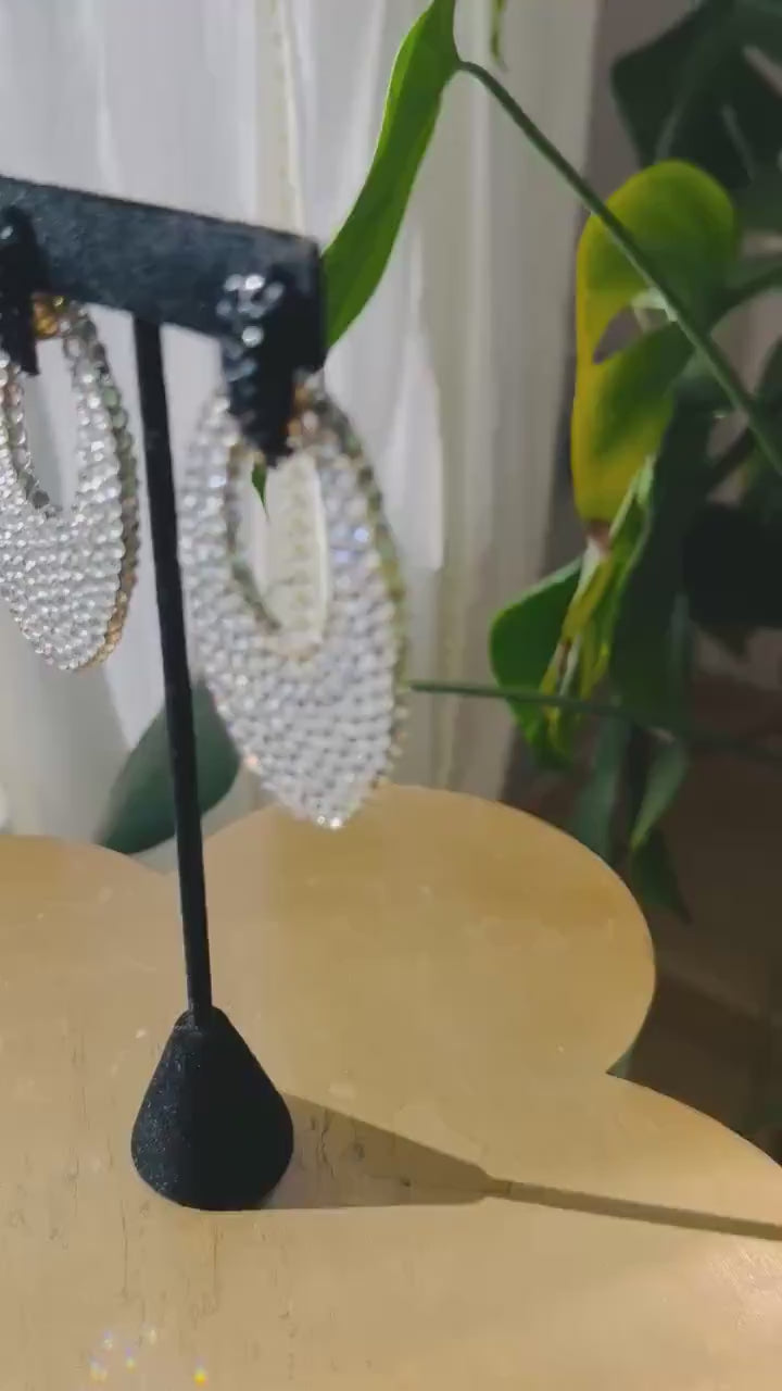 Disco Era Huge Richard Kerr Crystal Earrings