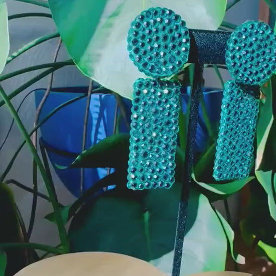 Disco Era Richard Kerr Blue Green Statement Earrings