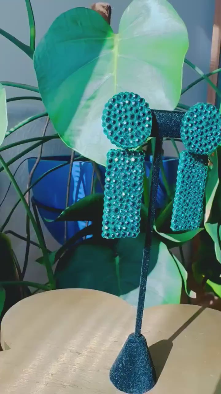 Disco Era Richard Kerr Blue Green Statement Earrings
