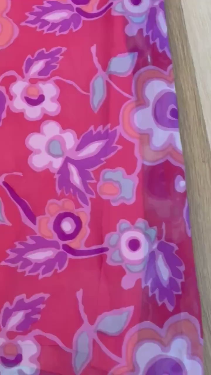 1960 Nat Kaplan Couture Flower Power Chiffon Caftan