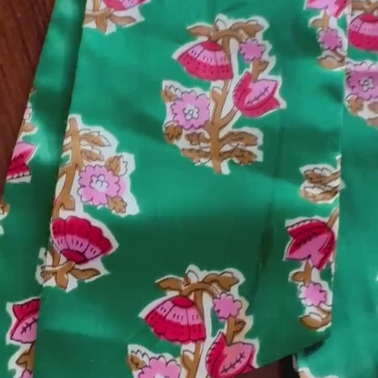 70s Green and Pink Printed Ascot Sash Satin Necktie