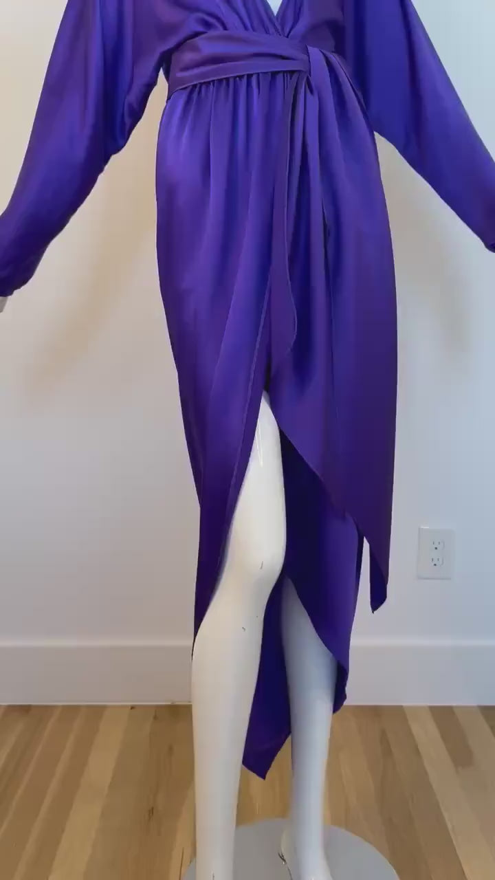 Archival Halston Couture 1978 Liquid Silk Wrap Dress