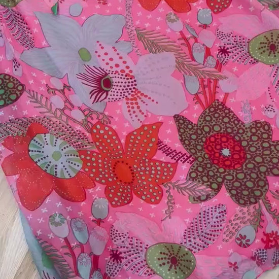 1960s Floral Mollie PARNIS Chiffon Maxi Dress