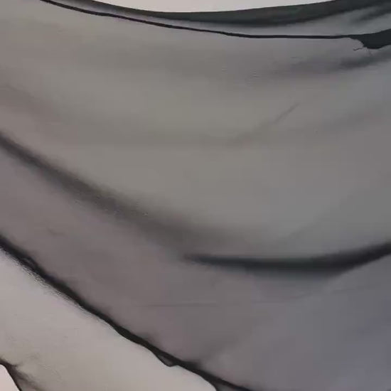 60s Travilla Black Silk Chiffon Cocktail Dress