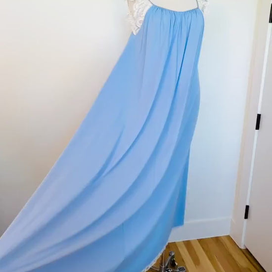 Vintage Lucie Ann of Beverly Hills Blue Lace and Nylon Slip Dress