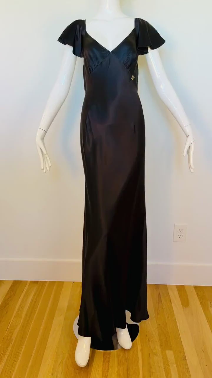 Y2K Galliano Black Silk Bias Gown