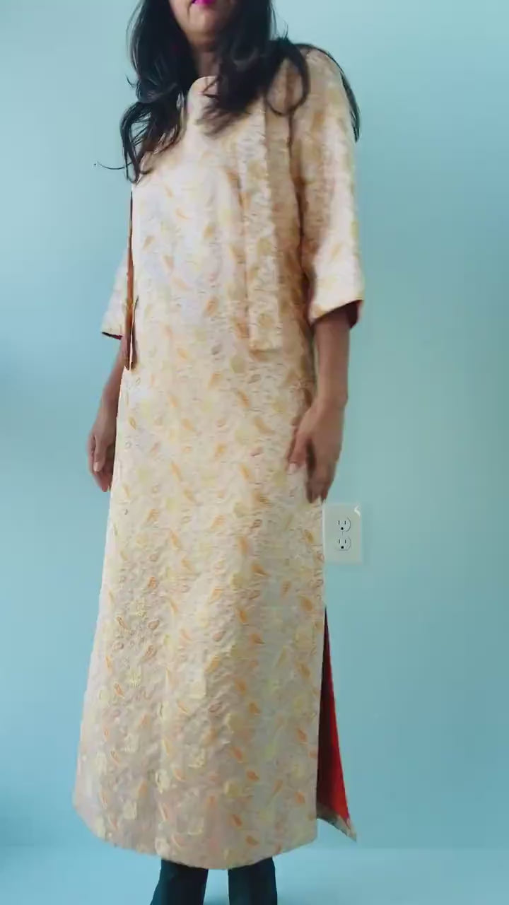 60s Rona California Brocade Maxi Tunic Dress