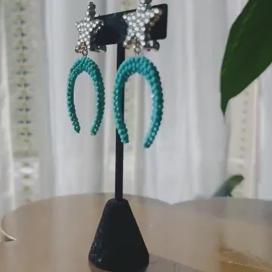 Disco Era Richard Kerr Horse Shoe Crystal Earrings