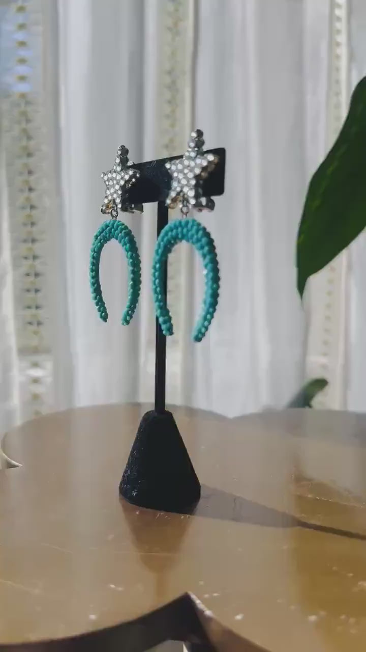 Disco Era Richard Kerr Horse Shoe Crystal Earrings