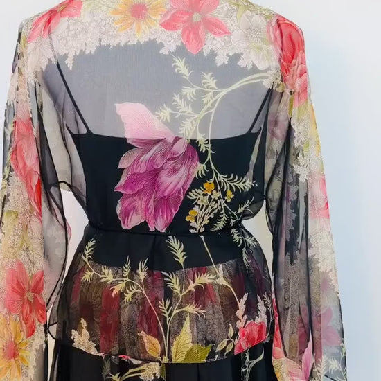 Donald BROOKS Floral Chiffon Gown Ensemble