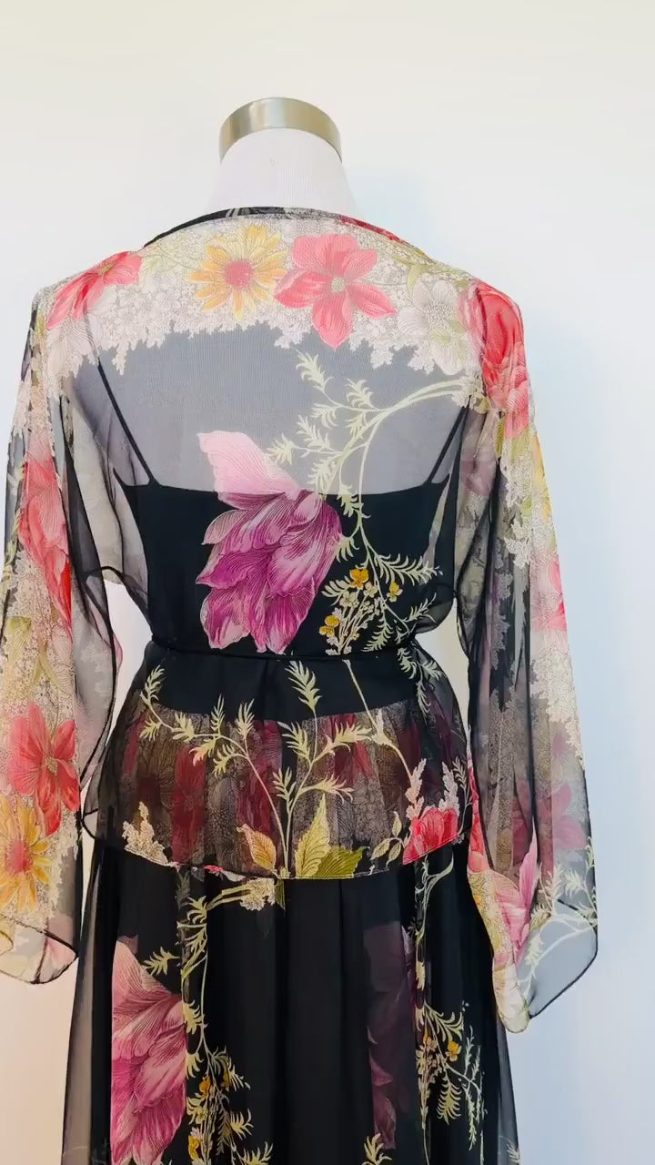 Donald BROOKS Floral Chiffon Gown Ensemble