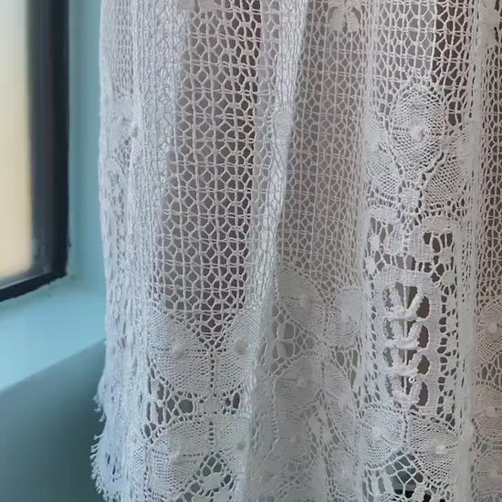 Mollie Parnis White Lace Strapless Maxi Dress