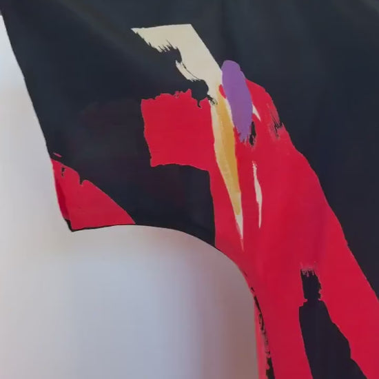 80s Couture Michele VOLLBRACHT Graphic Silk Catan Dress