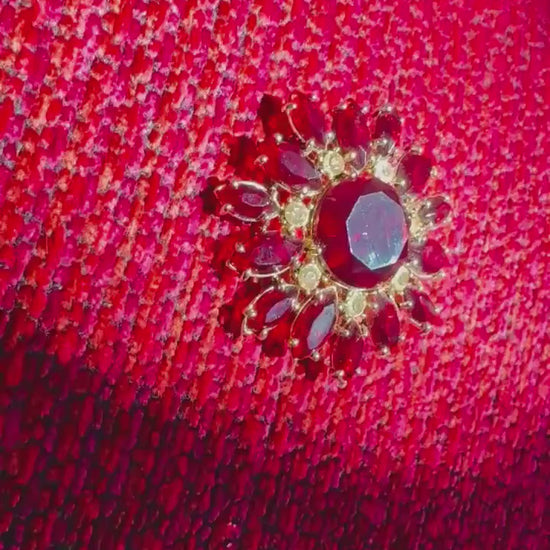 Vintage MONET Red faceted Glass Regal Brooch