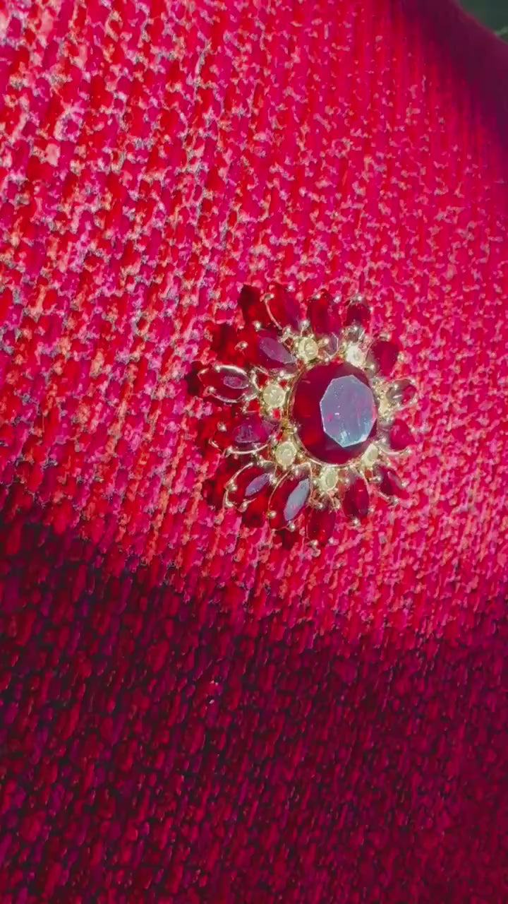 Vintage MONET Red faceted Glass Regal Brooch