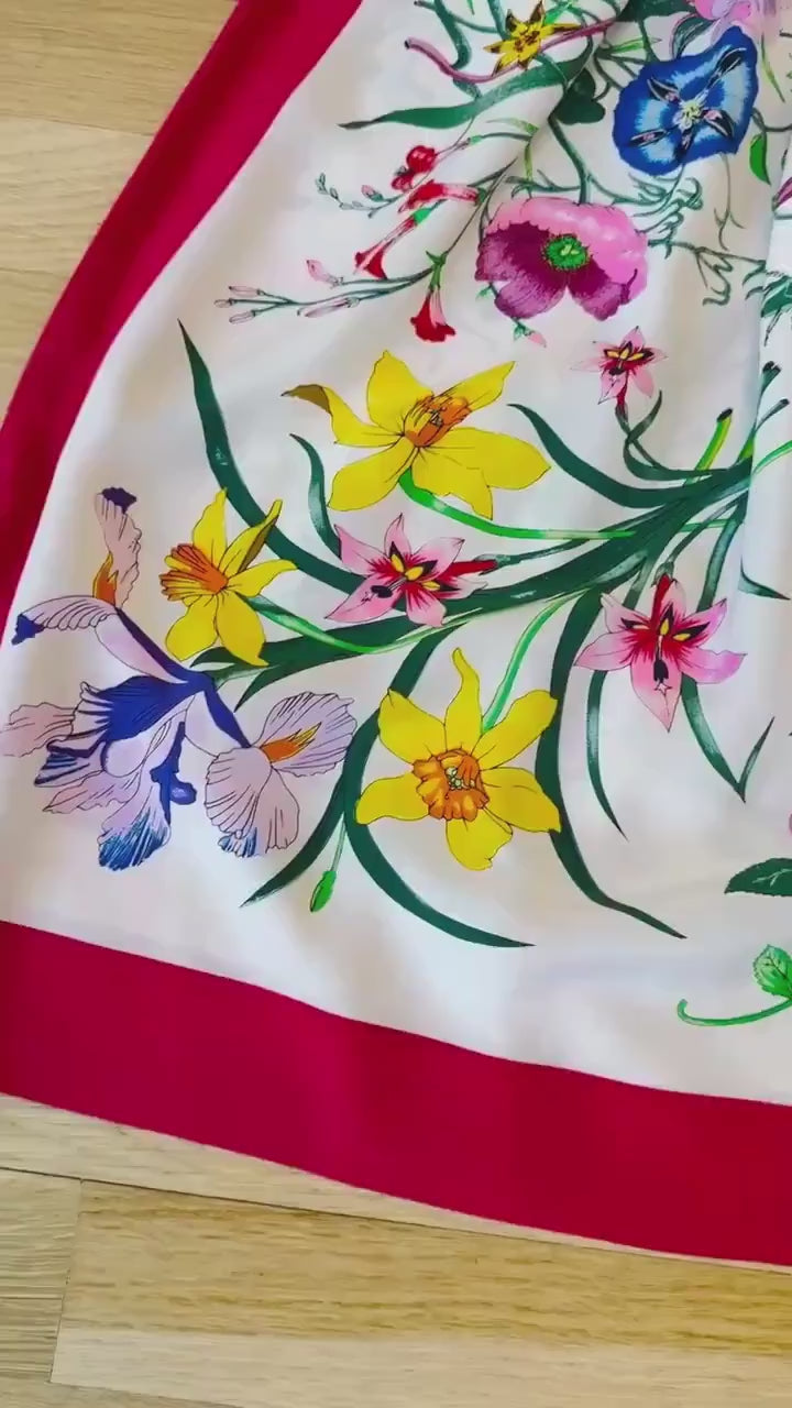 Vintage Silk Flora Print Skirt